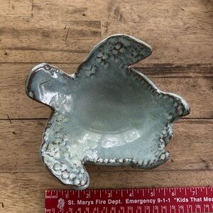 Adorable Ceramic Turtle Dish - Bluish-Green Color